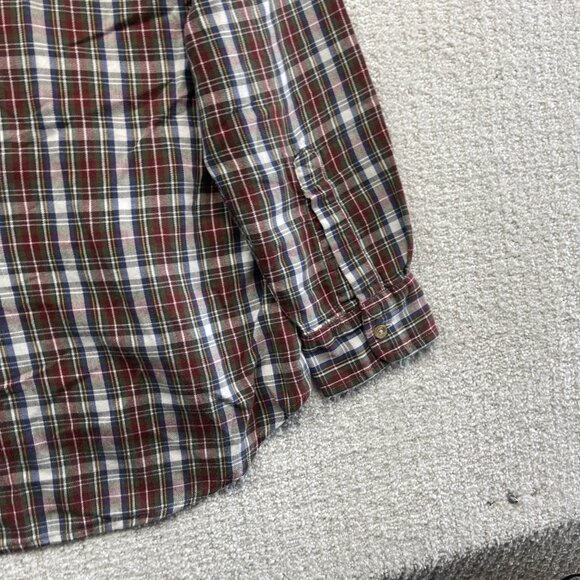 Vintage 90s Woolrich Flannel Button Down Shirt Mens Red Blue Green USA Made READ - Picture 12 of 14